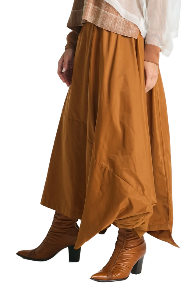 Nylon Signature Architectural Skirt - Chestnut