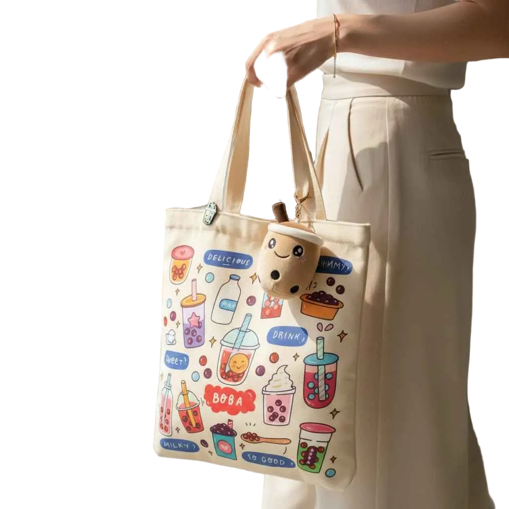 Summer Vibes Daisy Brushstroke Flowers Tote Bag, Aesthetic Gift Shopper