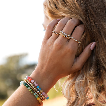Natural Gemstone Bracelet + 14k Gold Filled Toggle : Key West