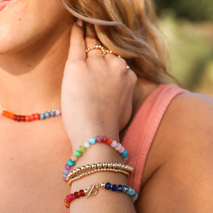 Natural Gemstone Bracelet + 14k Gold Filled Toggle : Key West