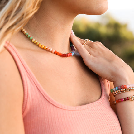 Natural Gemstone Bracelet + 14k Gold Filled Toggle : Paradise