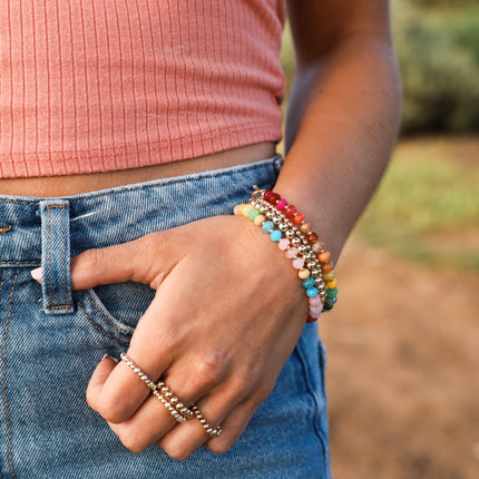 Natural Gemstone Bracelet + 14k Gold Filled Toggle : Key West