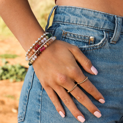 Natural Gemstone Bracelet + 14k Gold Filled Toggle : Gold Rush