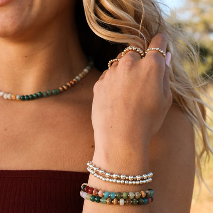 Natural Gemstone Bracelet + 14k Gold Filled Toggle : Sandbar