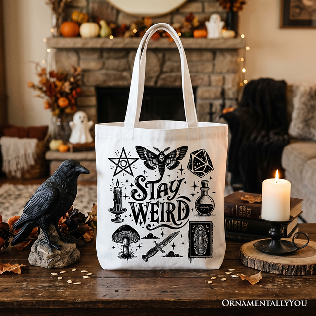 Stay Weird Witchy Vibes Tote Bag, Mystical Halloween Gift Shopper for Powerful Women - Dashing Nova