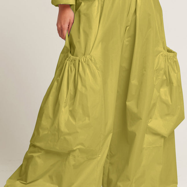 Nylon Big Pocket Pants - Chartreuse