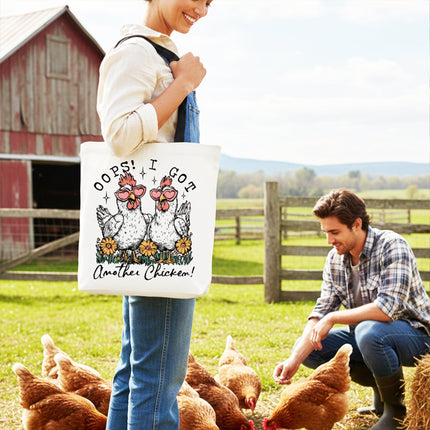 Oops I Got Another Chicken Canvas Tote Bag, Funny Farm Animal Gift Shopper - Dashing Nova