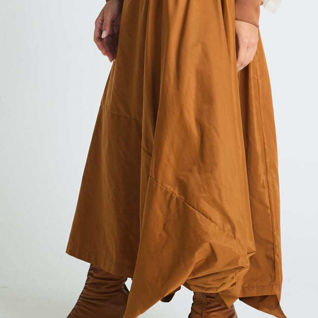 Nylon Signature Architectural Skirt - Chestnut
