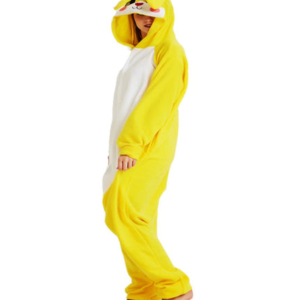 Men And Women Velvet Tamed Cartoon Animal Christmas Halloween Party One-Piece Pajamas