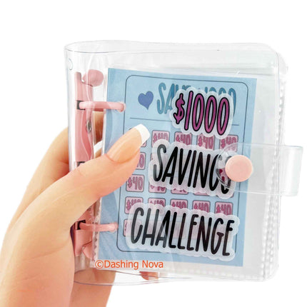 Clear Cover 1000 Dollar Savings Challenge Book 3-Ring PVC Money Saving Binder Personal Finance Budgeting Organizer