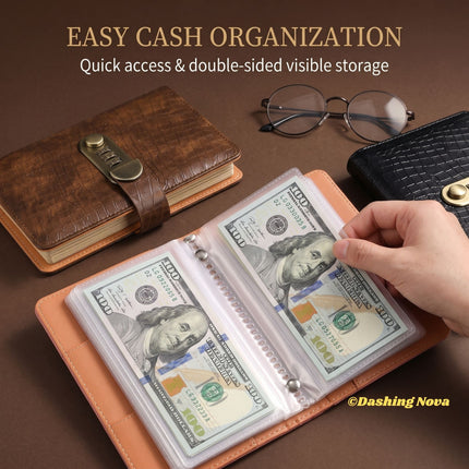 10000 Savings Challenge Budget Book Password Lock PU Leather