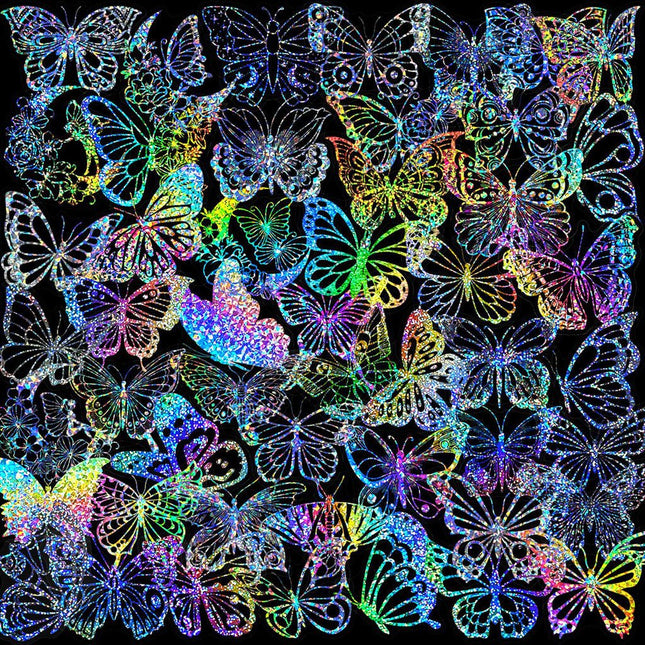 100pcs Butterfly Holographic Stickers Decorative Waterproof Adhesive Decals