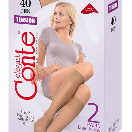 Conte Tension 40 Den - Tight Classic Knee-Highs for Women - 2 Pairs (Pack) (8С-2СП)