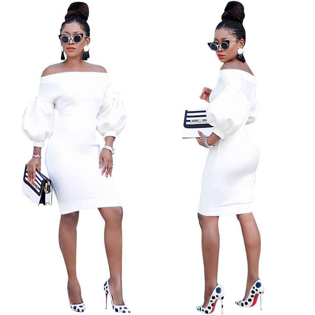 Sexy Dress Women's Off The Shoulder Bodycon Dress Lantern