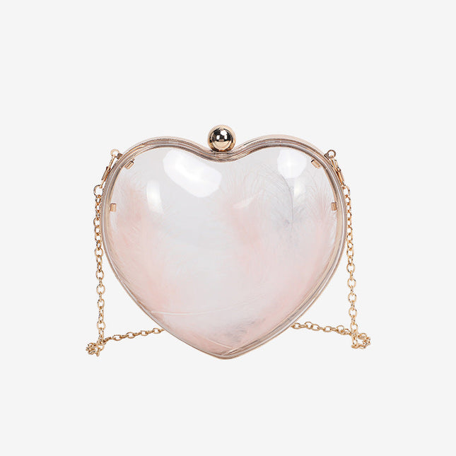 Transparent small bag heart shaped, women's summer acrylic chain shoulder bag, mini transparent crossbody bag - Dashing Nova