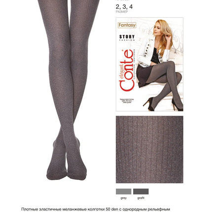 Conte Story 50 Den - Fantasy Opaque Mélange Women's Tights with vertical pattern (18С-14СП)