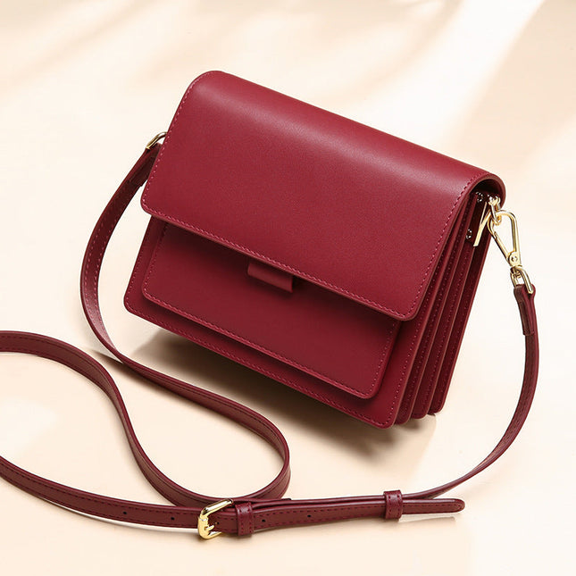 Small genuine leather handbags casual shoulder bag square shape crossbody - Dashing Nova