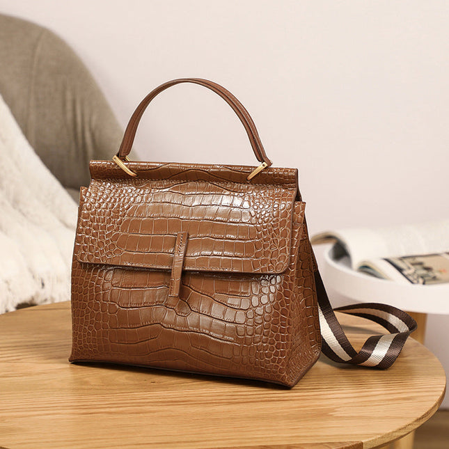 Genuine leather large capacity portable shoulder bag fashion crocodile 7387 tote crossbody - Dashing Nova