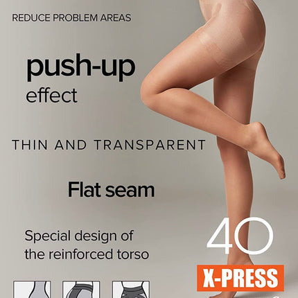 Conte X-Press Soft 40 Den - 5 Modelling Belts Control Top Women's Tights (8S-69SP)