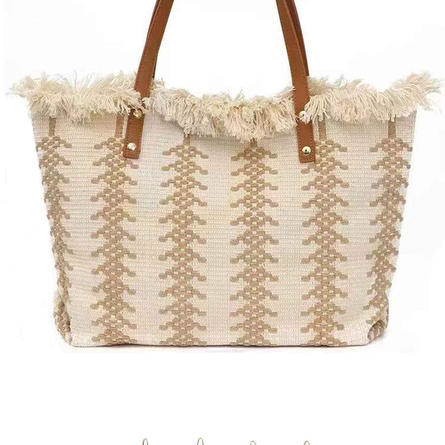 Bohemian canvas woven tote bag simple ethnic purse