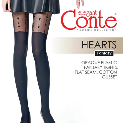 Conte Hearts 30/50 Den - Fantasy Women's Tights with imitation stockings & hearts pattern (22S-137SP)