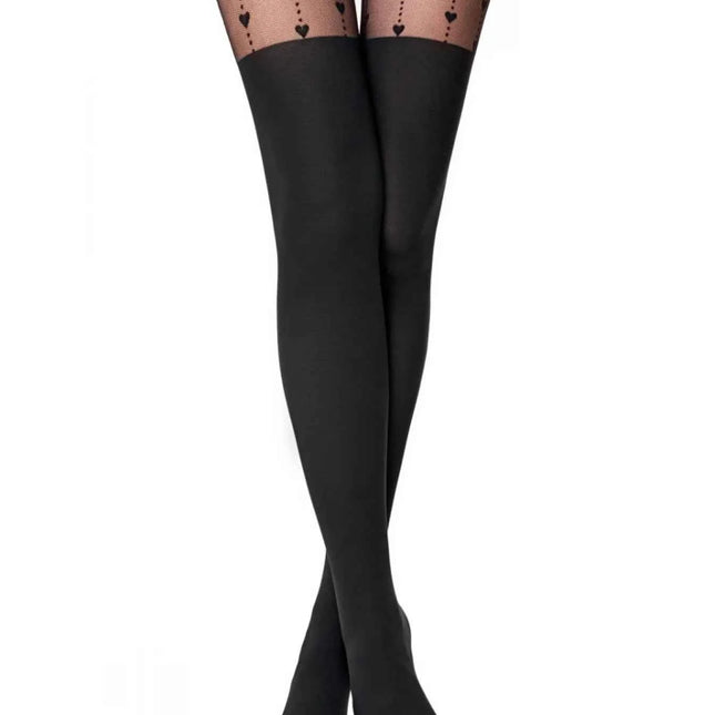 Conte Hearts 30/50 Den - Fantasy Women's Tights with imitation stockings & hearts pattern (22S-137SP)