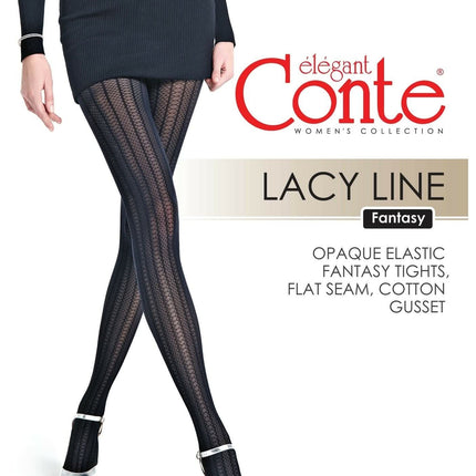 Conte Lacy Line 30 Den - Fantasy Women's Tights with openwork pattern and vertical stripes (22S-134SP)