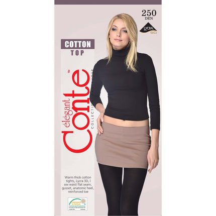 Conte Cotton Top 250 Den - 65% Cotton Warm Opaque Low Waist Women's Tights (7С-36СП)