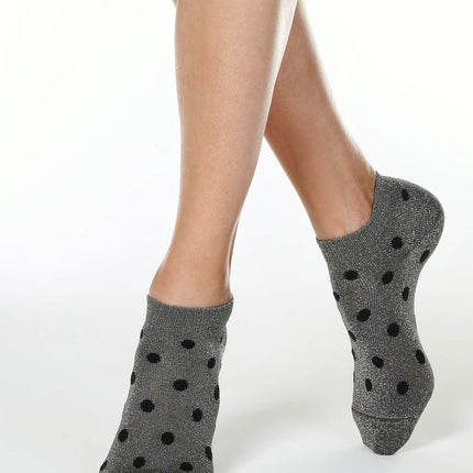 Conte Active #19S-61SP(155) - 1 pair Cropped Viscose Women's Socks (with metallic lurex shimmer and a polka-dot pattern)