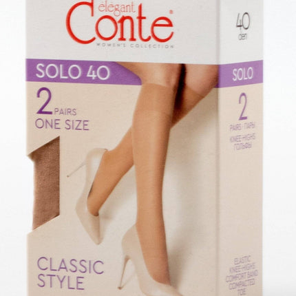 Conte Solo 40 Den - Tight Classic Knee-Highs for Women - 2 Pairs (Pack) (20С-198СП)