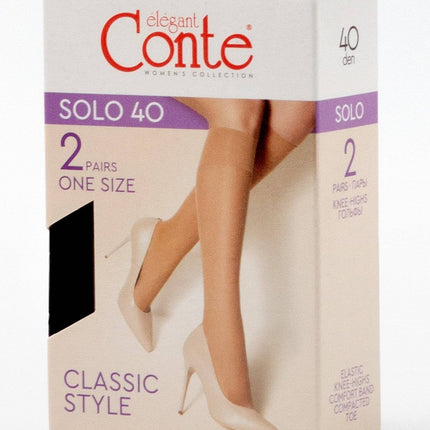 Conte Solo 40 Den - Tight Classic Knee-Highs for Women - 2 Pairs (Pack) (20С-198СП)