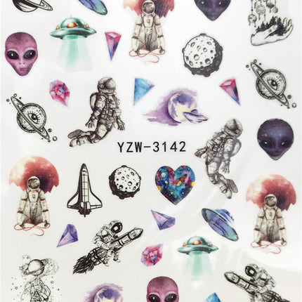 Horror Halloween Nail Sticker Maple Leaf Seahorse Nail Water Sticker