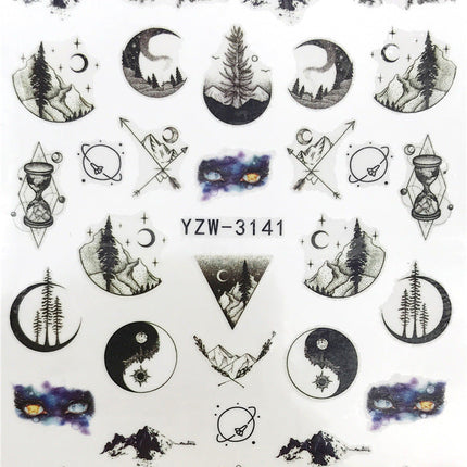 Horror Halloween Nail Sticker Maple Leaf Seahorse Nail Water Sticker