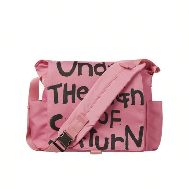 Canvas Messenger Bag Crossbody Bag Letter Printed Waterproof Shoulder Nylon College Student Women's Shoulder Bag Goth Punk Shoulder Satchels Harajuku Grunge Handbag - Dashing Nova