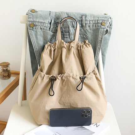 Casual Versatile Drawstring Bucket Bag for Female - Textured Nylon Backpack, Lightweight & Portable Travel Companion (Copy)