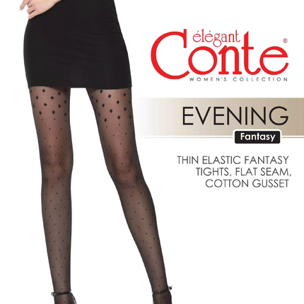 Conte Evening 20 Den - Fantasy Women's Tights with pattern "dots and triangles", imitating stockings (21S-93SP)