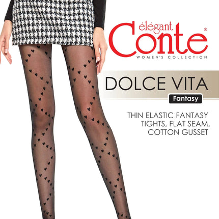 Conte Dolce Vita 20 Den - Fantasy Women's Tights with "hearts" pattern (21S-99SP)