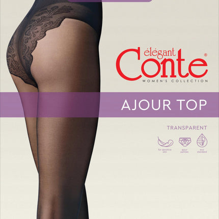 Conte (Poland) Bikini Soft 40 Den - Classic Women's Tights with Ajour Top (8S-47SP)