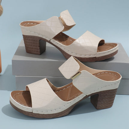 Women's Peep-Toe Chunky Heel Sandals