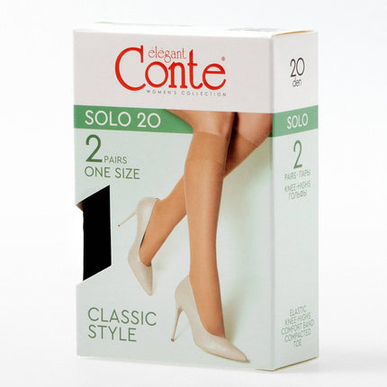 Conte Solo 20 Den - Thin Classic Knee-Highs for Women - 2 Pairs (Pack) (20С-197СП)
