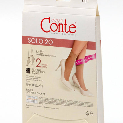 Conte Solo 20 Den - 2 Pairs (Pack) - Elegant Classic Women's Socks - One Size #20S-199SP