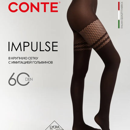 Conte Impulse 60 Den - Fantasy Women's Tights with large mesh and imitation stockings (18S-13SP)