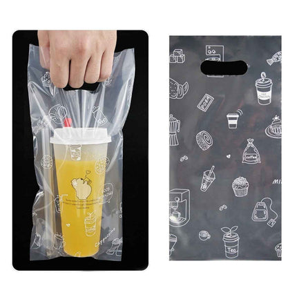 100-Pack Drink Carrier Bags – Clear Plastic 2-Cup Bag with Handle