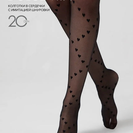 Conte Dolce Vita 20 Den - Fantasy Women's Tights with "hearts" pattern (21S-99SP)