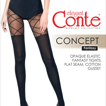 Conte Concept 50 Den - Fantasy Opaque Women's Tights with a golfs imitate & geometric pattern (21S-3SP)