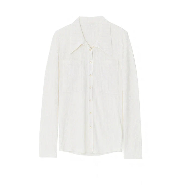 2025 Autumn Thin Women Slim Fit Point Collar Pocket Breathable Shirt New Style - Dashing Nova