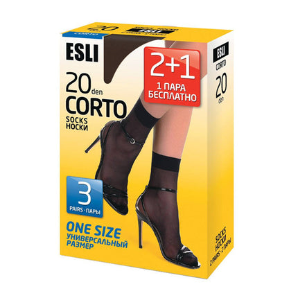Conte/Esli Corto 20 Den - 3 Pairs (Pack) Elastic Women's Socks #8S-8SPE