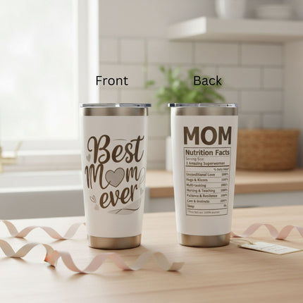 20oz Best Mom Ever Insulated Tumbler with Lid Straws Gift Set