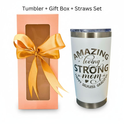 20oz Best Mom Ever Insulated Tumbler with Lid Straws Gift Set