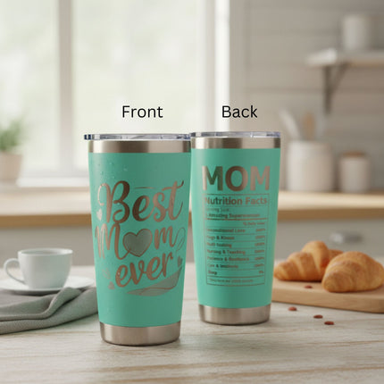 20oz Best Mom Ever Insulated Tumbler with Lid Straws Gift Set